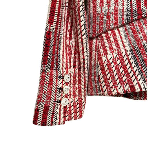 Cabi Red Plaid Blazer Jacket Womens M #6028 Button Front Classic Anchors Preppy - Picture 7 of 10